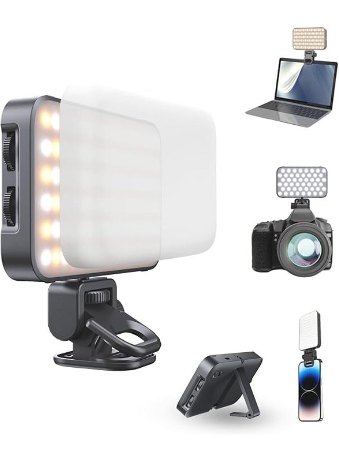 تونوف ضوء هاتف مع موزع ضوء ناعم، ضوء كاميرا قابل للشحن مع حذاء بارد ومشبك، ألوان متعددة، حامل مدمج للدعم، مصباح سيلفي محمول للهاتف/الجهاز اللوحي/الكمبيوتر المحمول/الكاميرا - Image 1