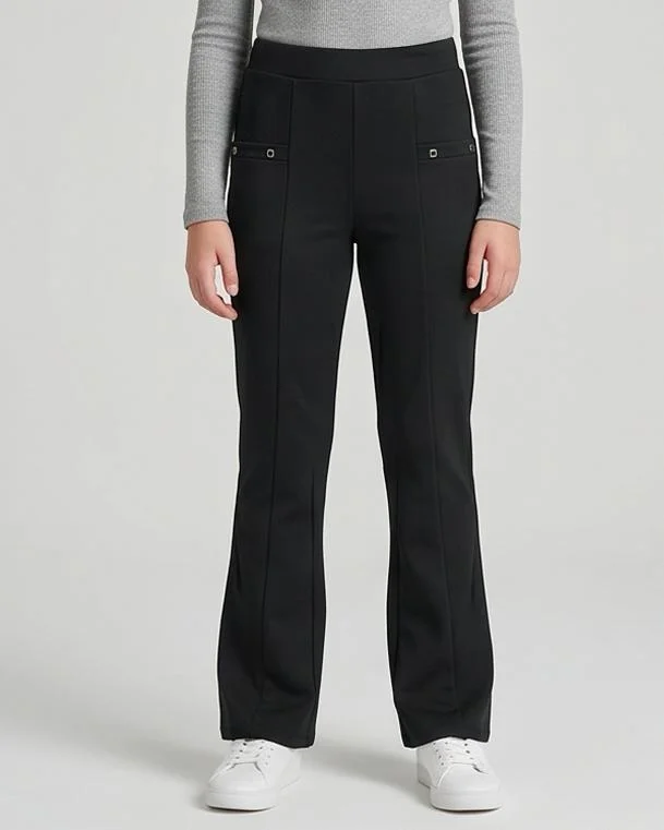 Redtag Senior Girls Black Flared Ponte Leggings