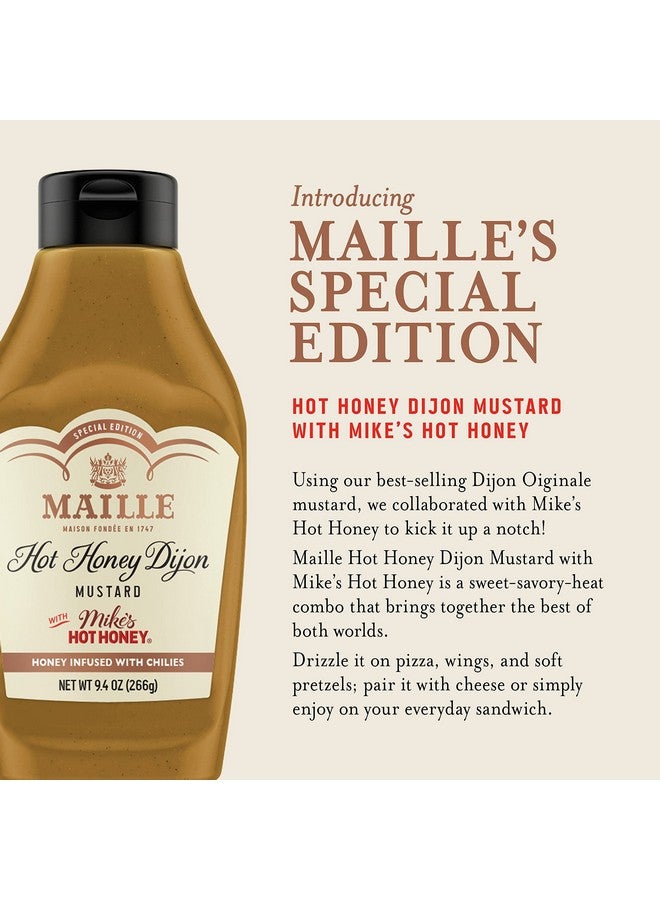 Maille Maille x Mike's Hot Honey Special Edition Savory-Sweet Condiment with a Spicy Kick Hot Honey Dijon Mustard Gluten-Free, Shelf-Stable 9.4oz  - Image 2