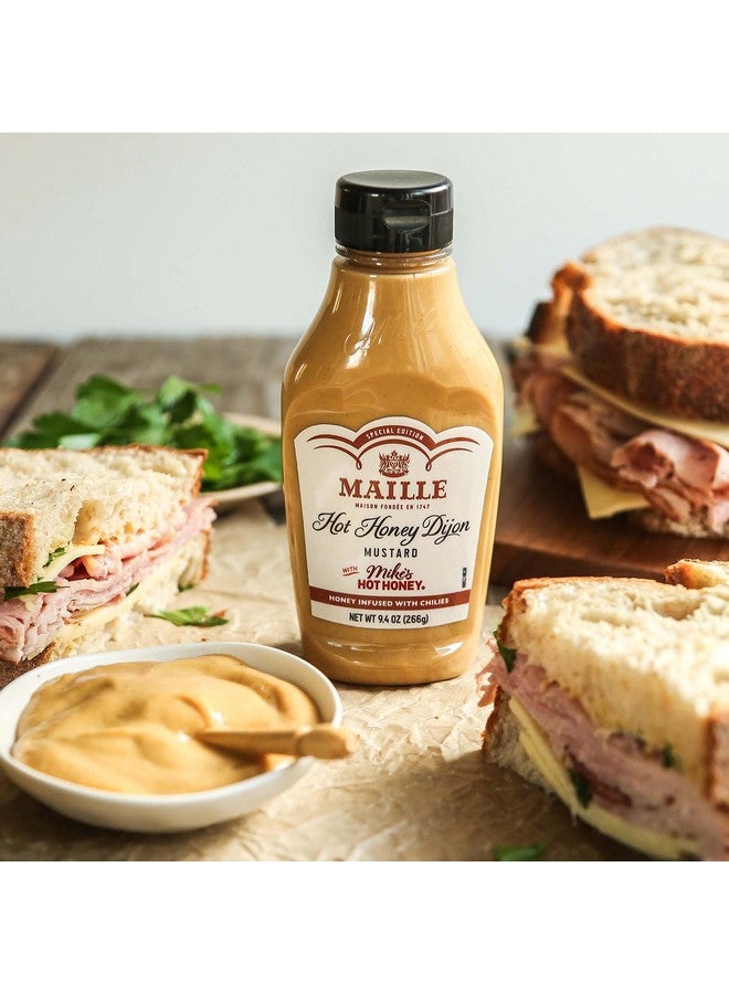 Maille Maille x Mike's Hot Honey Special Edition Savory-Sweet Condiment with a Spicy Kick Hot Honey Dijon Mustard Gluten-Free, Shelf-Stable 9.4oz  - Image 3