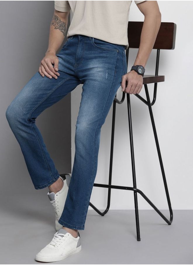 The Indian Garage Co Men Slim Straight Fit Solid Mid-Rise Stretchable Jeans  - Image 1