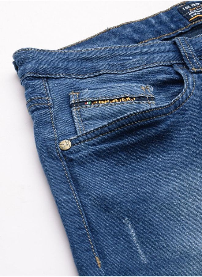 The Indian Garage Co Men Slim Straight Fit Solid Mid-Rise Stretchable Jeans  - Image 4