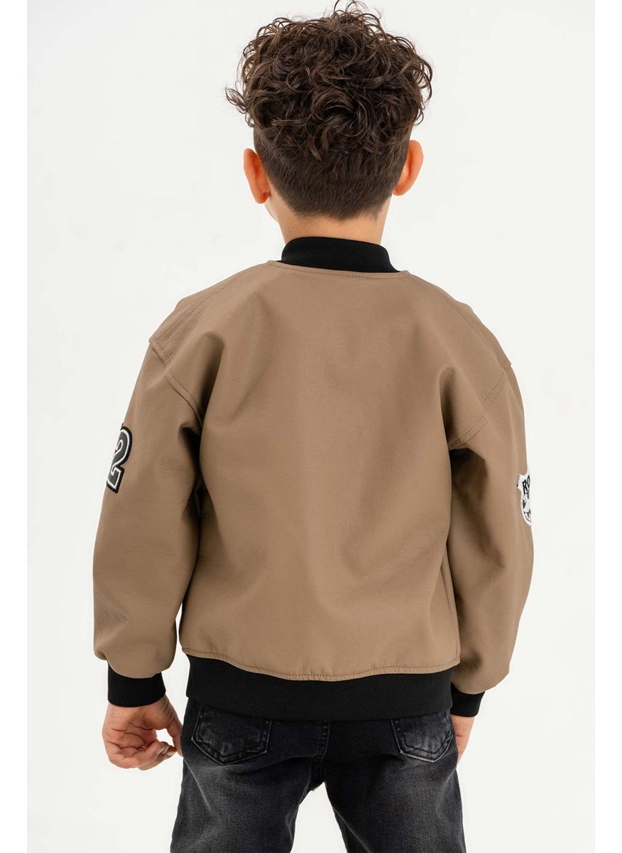 Snap Ribbed R Embroidered Boy's Leather Jacket - pzsku/Z1393ED1969F8CA14E733Z/45/_/1730650388/9a9d969b-7d05-4621-afab-03689ea03971