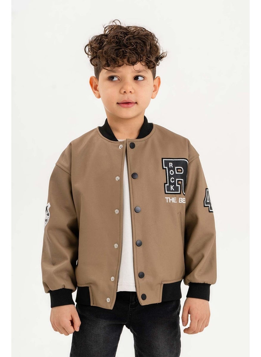 Snap Ribbed R Embroidered Boy's Leather Jacket - pzsku/Z1393ED1969F8CA14E733Z/45/_/1730650422/0ff0c648-0188-4625-b76b-2fea0a54aafa