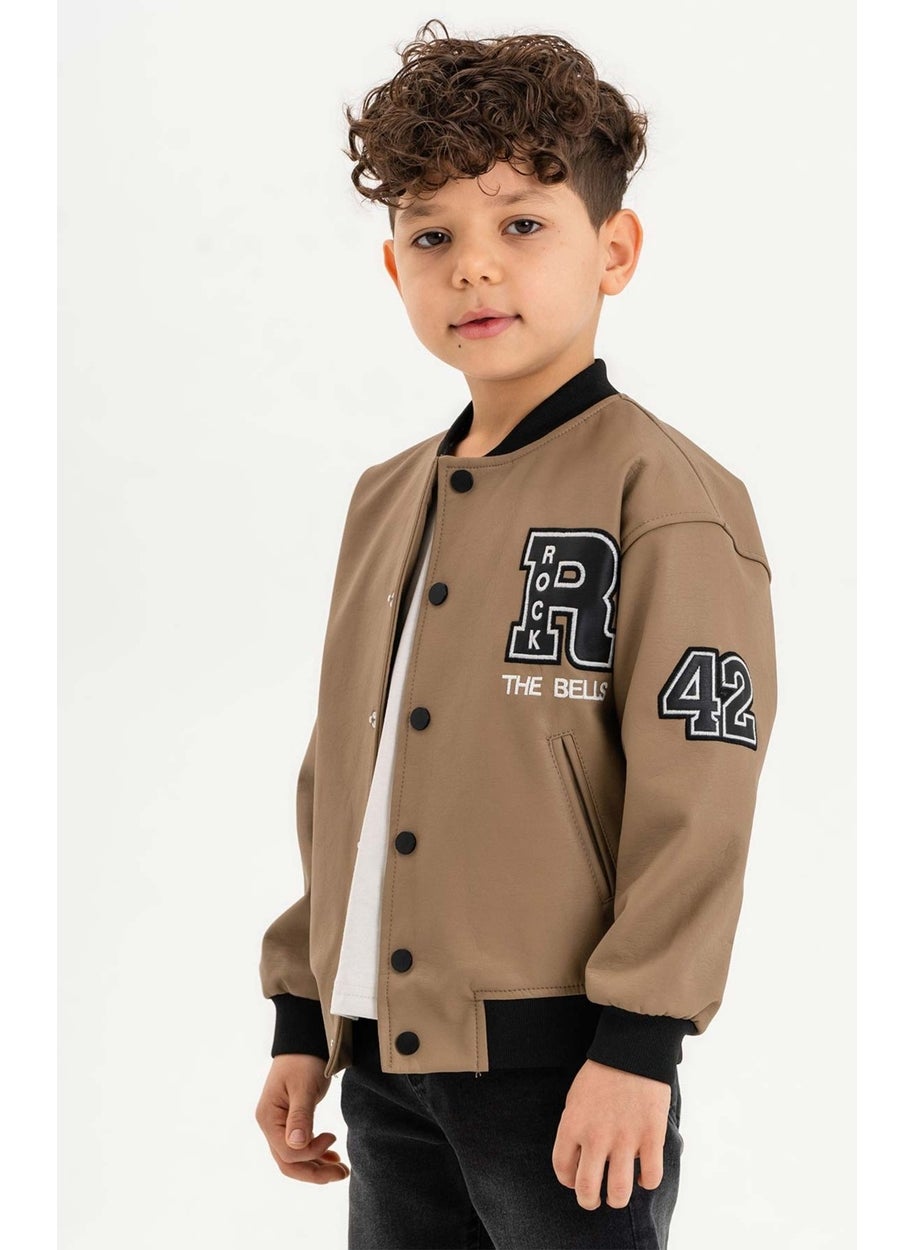 Snap Ribbed R Embroidered Boy's Leather Jacket - pzsku/Z1393ED1969F8CA14E733Z/45/_/1731334389/fbdcd16b-7343-4f15-8604-1f124f6268e6