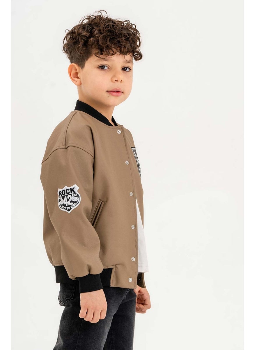 Snap Ribbed R Embroidered Boy's Leather Jacket - pzsku/Z1393ED1969F8CA14E733Z/45/_/1731334407/a15834f7-4df6-49aa-8fea-a3f589b759a3