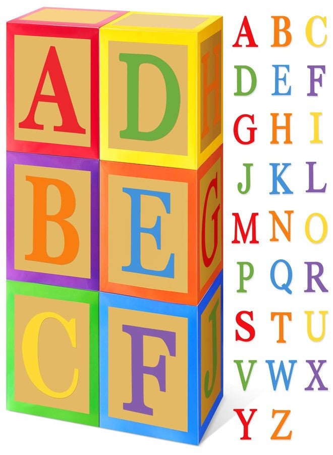 ReliThick 6 Pcs Custom Letter Toy Inspire Party Boxes with 52 Pcs Letter Cutouts 11.8 x 11.8 Inch Colorful Balloon Box Personalized Big Party Favor Box for Birthday Decoration (Dark Colors) - Image 1