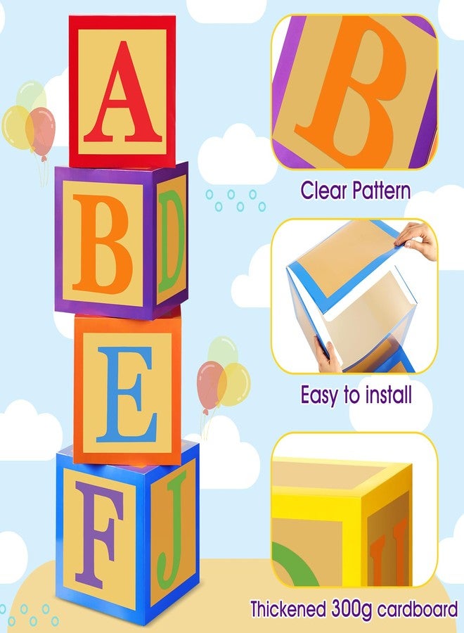 ReliThick 6 Pcs Custom Letter Toy Inspire Party Boxes with 52 Pcs Letter Cutouts 11.8 x 11.8 Inch Colorful Balloon Box Personalized Big Party Favor Box for Birthday Decoration (Dark Colors) - Image 3