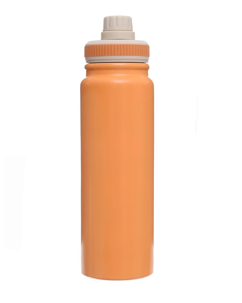 AG-22 SB7-800 Stainless Steel Water Bottle 800ml, Hot & Cold, Dual Drinking Options, Built-in Strainer, Secure Seal & Carry Handle - Orange Beige