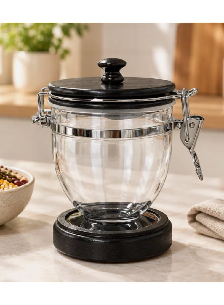 AKDC Acrylic and Wooden Canister with Clip Lid - 500ml - Image 3