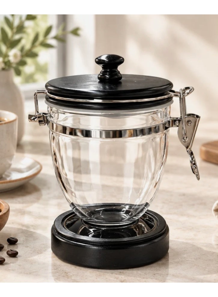 AKDC Acrylic and Wooden Canister with Clip Lid - 500ml - Image 1