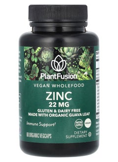 PlantFusion Vegan Wholefood Zinc 22 mg 60 Organic Vegcaps 