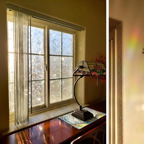 HOME13™ Frosted Glass Window Film Self Adheisve Decoartive Window Privacy Film Heat Control Removable Vinyl Window Sticker for Home Office (16"x100" Inch, Flower Frosted) - Image 3