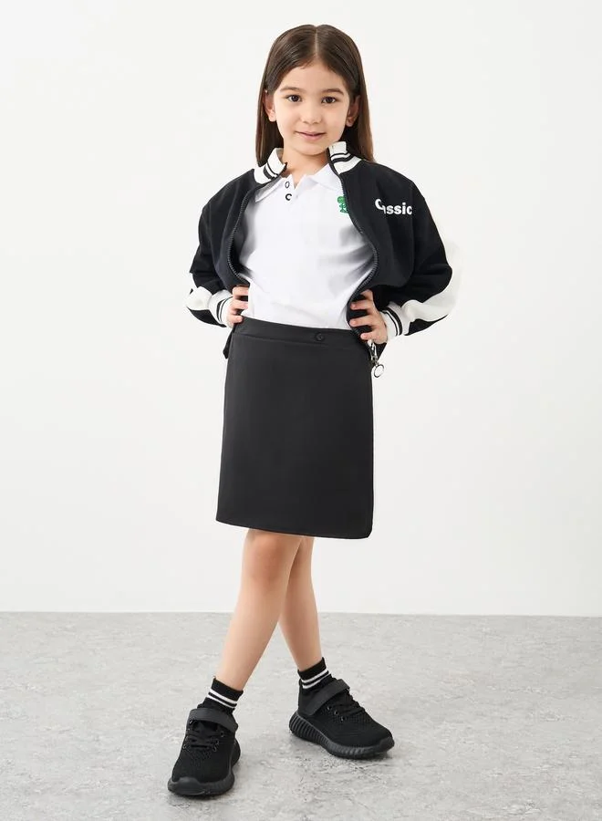 ستايلي Styli Girls Black Plain Skorts with Button Detail