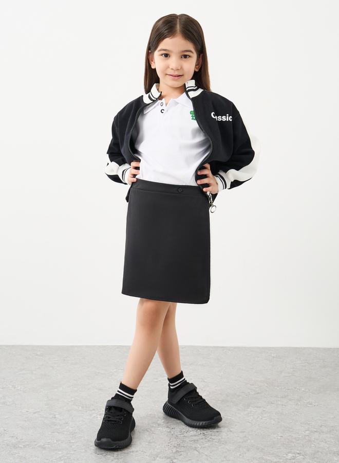 ستايلي سكورت مدرسي ستايلي جيرلز أسود سادة بزر - Image 1