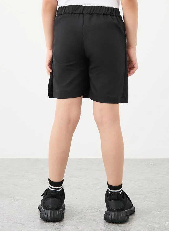 Styli Styli Girls School Uniform Black Plain Skorts with Button Detail