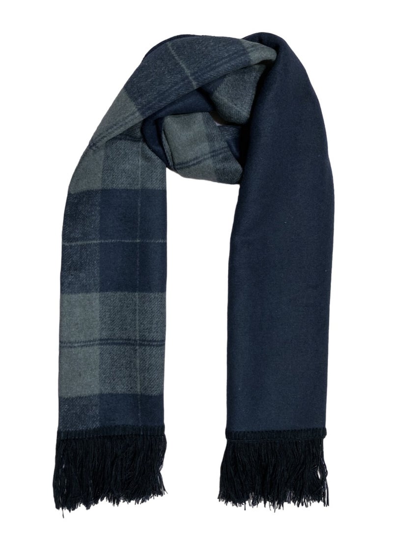 Double Face Solid & Plaid Check/Carreau/Stripe Pattern Wool Winter Scarf/Shawl/Wrap/Keffiyeh/Headscarf/Blanket For Men & Women - Medium Size 37x170cm - P05 Navy Blue / Grey - pzsku/Z1394363A972B5B6F8D73Z/45/_/1740195896/30bb82ff-656e-49ce-88c6-7863260353df