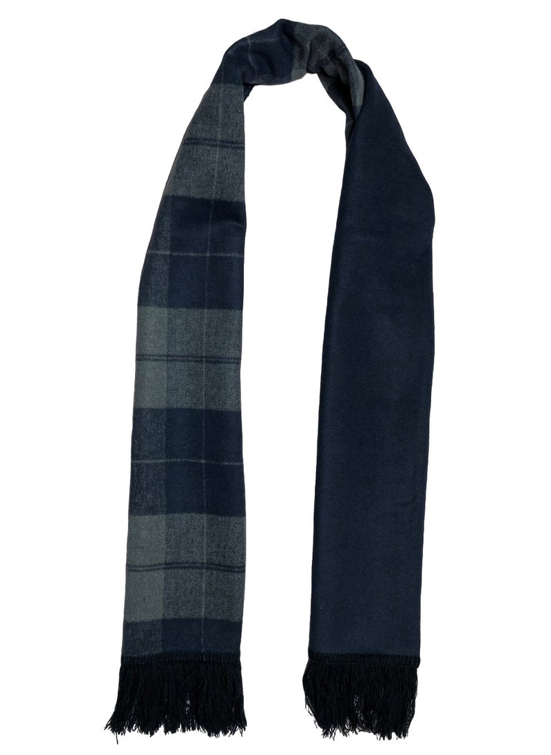 Double Face Solid & Plaid Check/Carreau/Stripe Pattern Wool Winter Scarf/Shawl/Wrap/Keffiyeh/Headscarf/Blanket For Men & Women - Medium Size 37x170cm - P05 Navy Blue / Grey - pzsku/Z1394363A972B5B6F8D73Z/45/_/1740195897/e1468194-144d-4e54-a7c7-af14fc392990