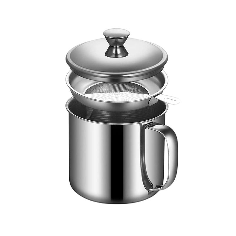 YYJINGYOU Grease Container with Fine Mesh Strainer kitchen oil storage tank pot 13L Stainless Steel 410