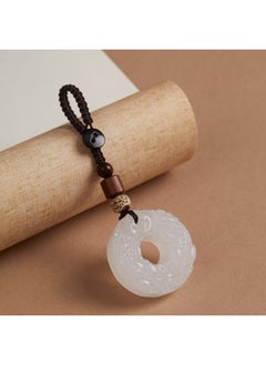 Jade Pixiu Keychain Ping An Car Pendant Ping An Chain Key Chain Mobile Phone Chain Bag Hanging U Disk Camera Pendant-Specifications:Jade Pixiu-sandalwood Keychain