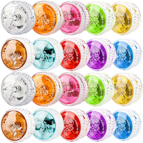 Flahard 20 Pcs Colorful Light up Yo Yo Ball Bulk LED Responsive Ball Auto Return Bearing Balls Yoyo for Kids Beginner Birthday Classroom Bag Fillers Prizes Gifts 10 Colors - Image 1