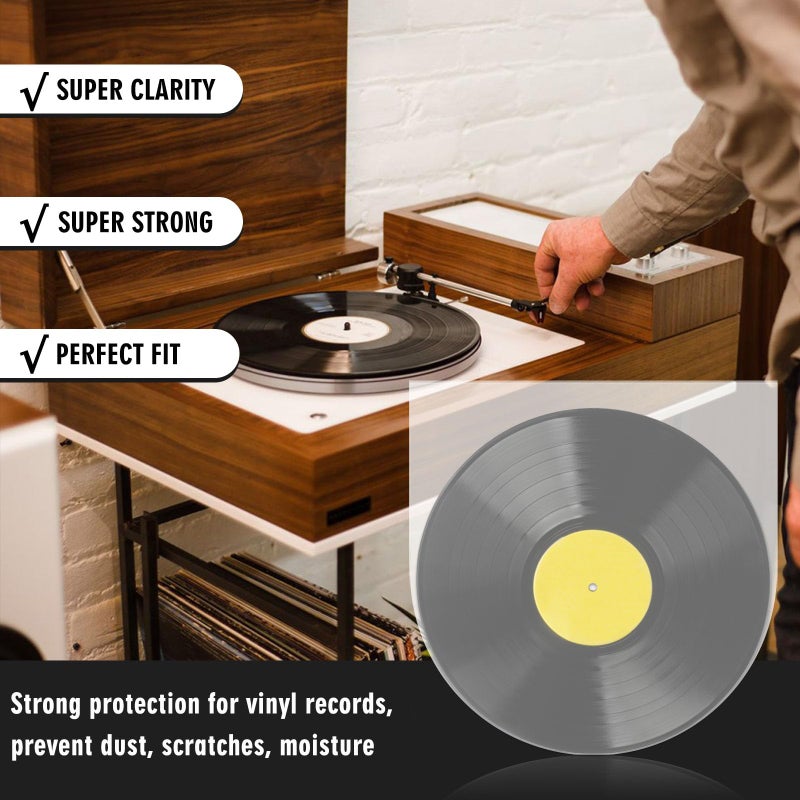 Siveit Record Sleeves - Clear Plastic Protective Vinyl Record Outer Sleeves 3 Mil No-Acid - 12.75" x 12.5" for 12" Single and Double LP Album Covers - Image 4