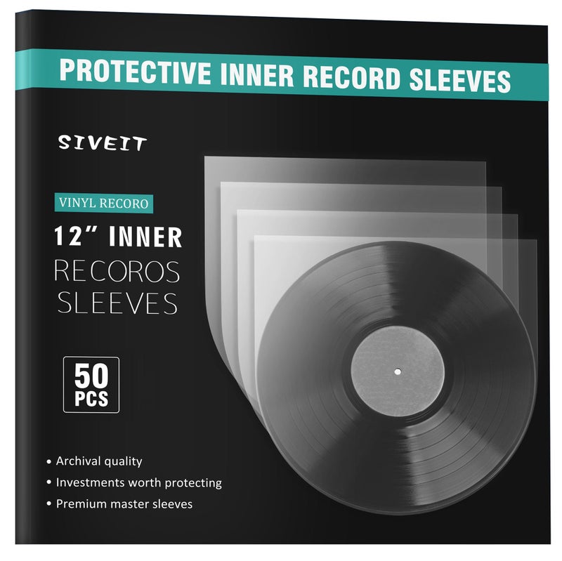 Siveit Record Sleeves - Clear Plastic Protective Vinyl Record Outer Sleeves 3 Mil No-Acid - 12.75" x 12.5" for 12" Single and Double LP Album Covers - Image 1