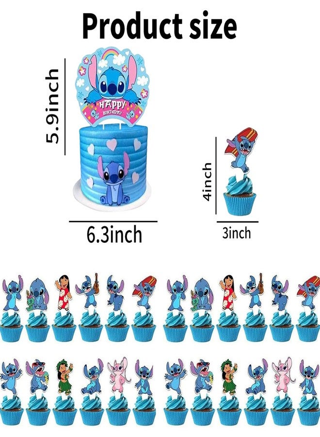 coneyaro 25PCS For Stitch Cake Toppers Cupcake Cute Cartoon Toppers Cake Decorations Birthday Party Supplies Decorations - Image 3