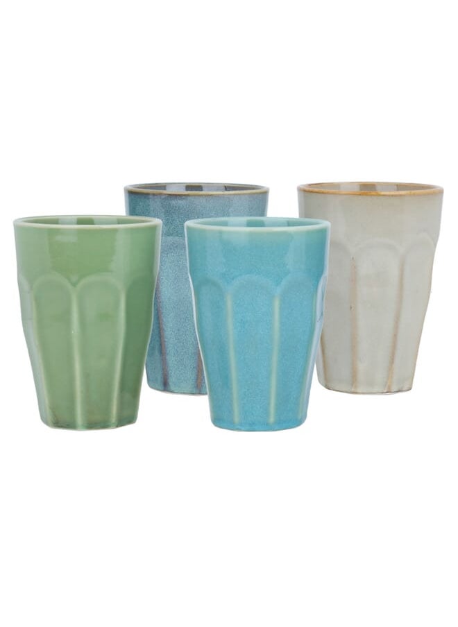 330Ml Set Of 4 Colored Porcelain Mugs 