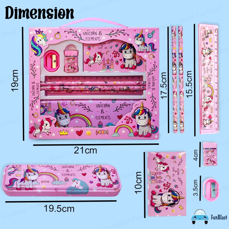 FunBlast Unicorn Stationery Set for Girls - Pencil Pen Book Eraser Sharpener, Kawaii Stationery for Kids, Stationary Kit Set for Girls, Birthday Return Gift for Kids (Multicolor) - Image 2