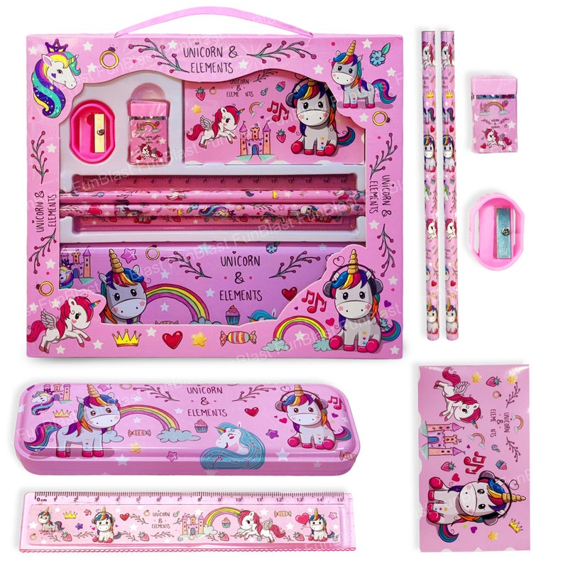 FunBlast Unicorn Stationery Set for Girls - Pencil Pen Book Eraser Sharpener, Kawaii Stationery for Kids, Stationary Kit Set for Girls, Birthday Return Gift for Kids (Multicolor) - Image 1