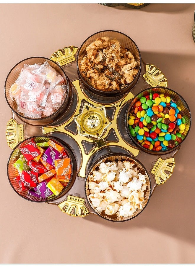 Generic - Rotatable Snack Tray, Transparent Nut and Candy Container Set, 5 Compartment Round Plastic Storage Box, Candy Fruit Food Display Bowl - Image 1