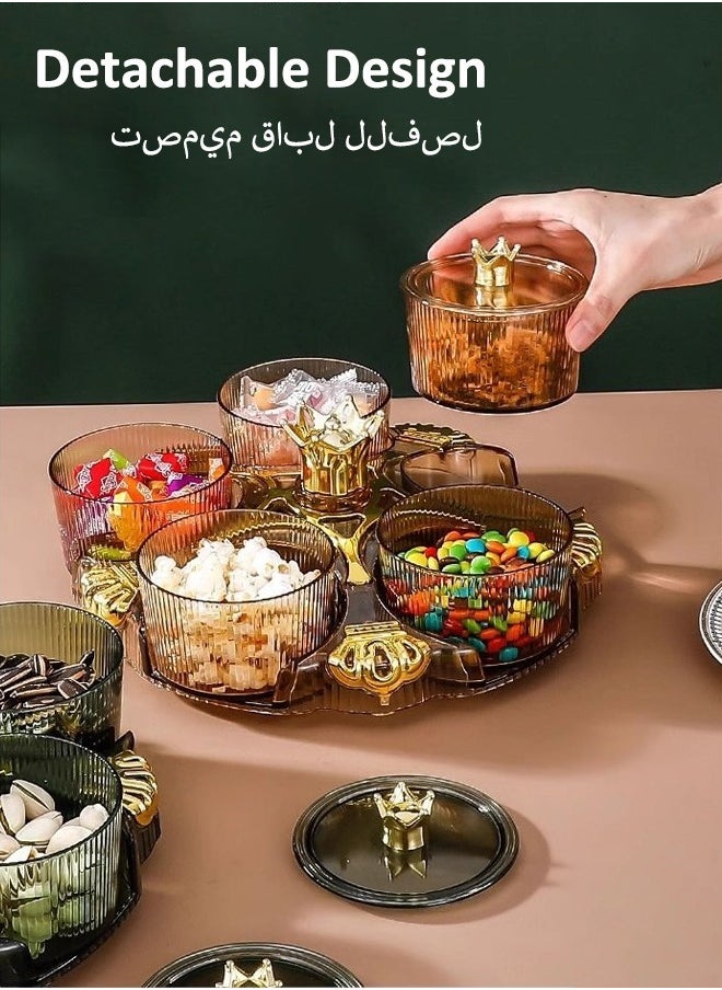 Generic - Rotatable Snack Tray, Transparent Nut and Candy Container Set, 5 Compartment Round Plastic Storage Box, Candy Fruit Food Display Bowl - Image 1
