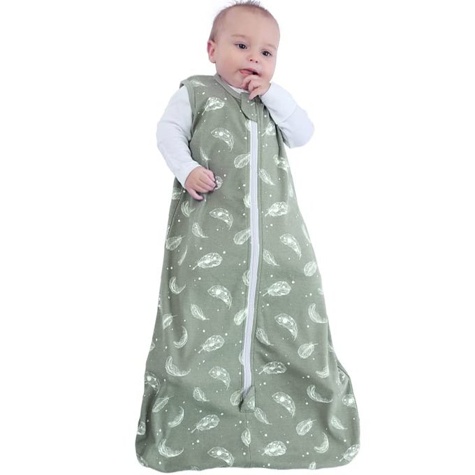 BABY SLEEP SACK SLEEPING BAG WITH 2WAY ZIPPER100 ORGANIC COTTON WEARABLE BLANKETUNISEX SLEEP SACKFEATHER GREEN 312 MONTHS