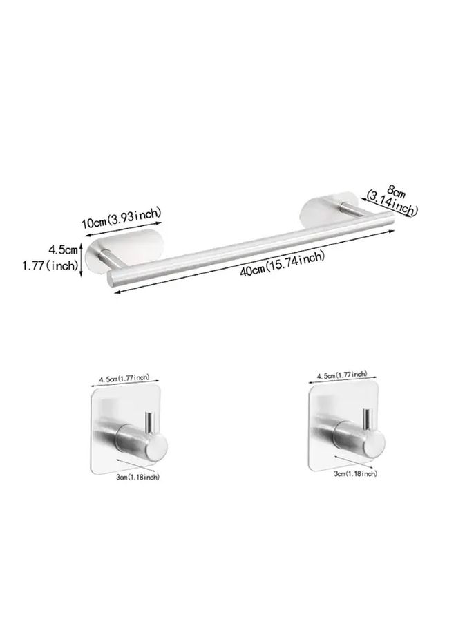 Black 3 Piece Self Adhesive Stainless Steel Towel Rack No Drill Wall Mounted - Image 3