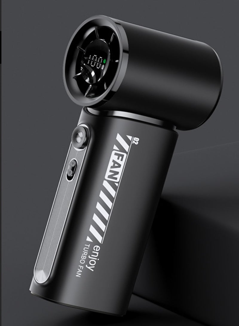 Moonstone Creations Portable Handheld Fan, 3600mAh USB Rechargeable, 5-Blade Quiet Brushless Motor, 100-Speed Adjustment, Up to 8H Battery Life, Lightweight Mini Fan – Black - Image 2