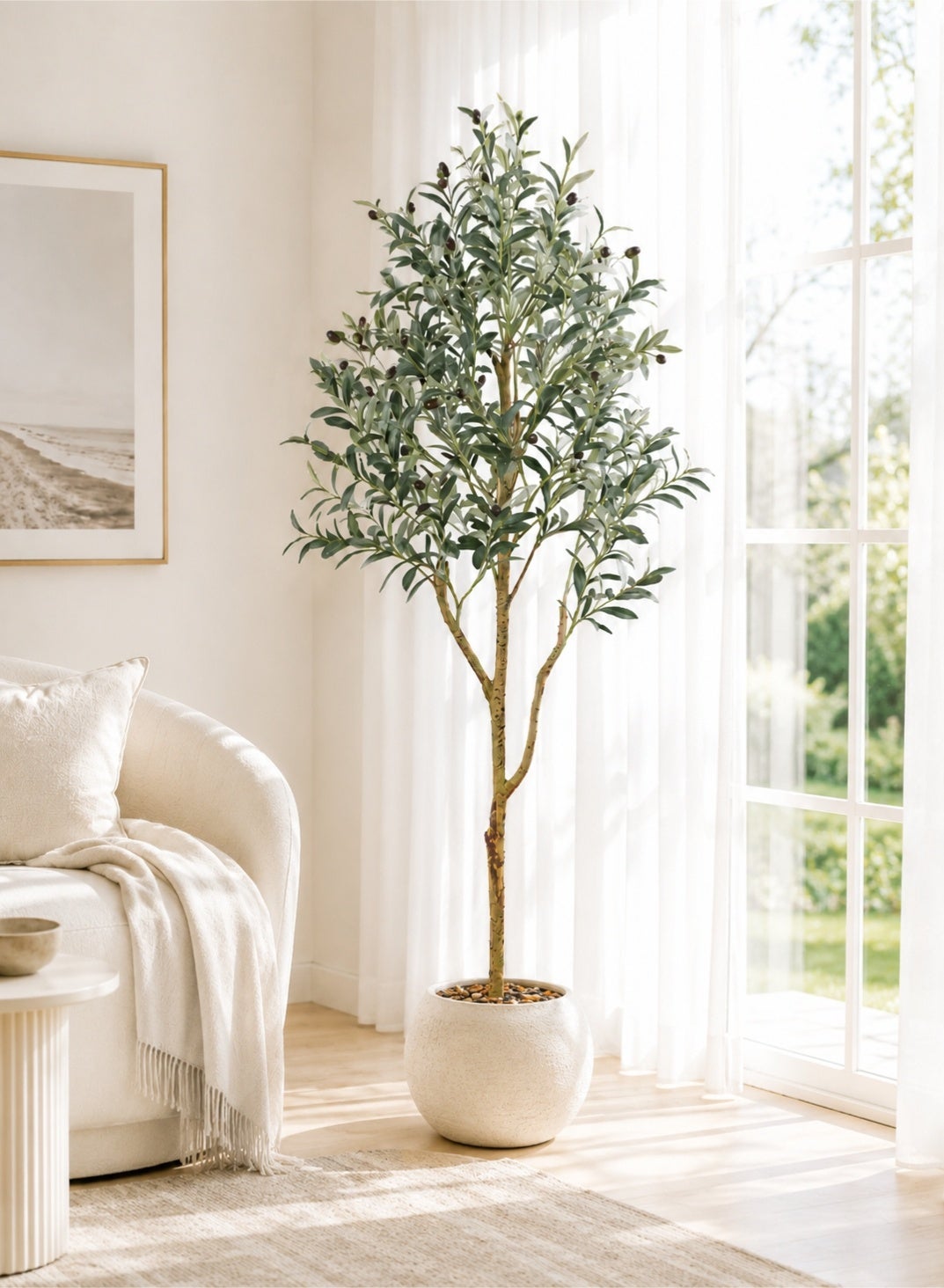 Artificial Olive Tree Large, Potted Faux Plant for Home Decor, 120cm/150cm/180cm Tall Artificial Trees for Indoor Modern Office Floor, Realistic Olive Tree with Pot