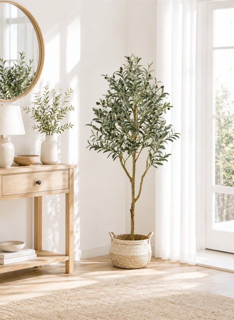 Zvezvia Artificial Olive Tree Large, Potted Faux Plant for Home Decor, 120cm/150cm/180cm Tall Artificial Trees for Indoor Modern Office Floor, Realistic Olive Tree with Pot - Image 4