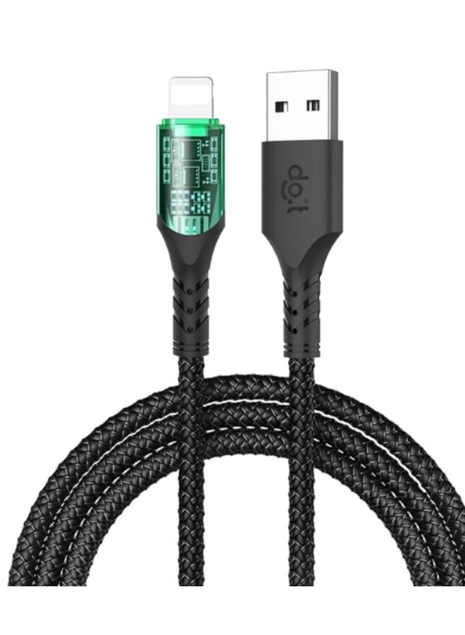 DOIT 3A Nylon Braided Charging Data Cable [Type USB to Lightning, 100 cm], Fast Data sync & Charging Speed upto 480mbps, Universal Compatibility, High Strength, Knotless, See Through Design