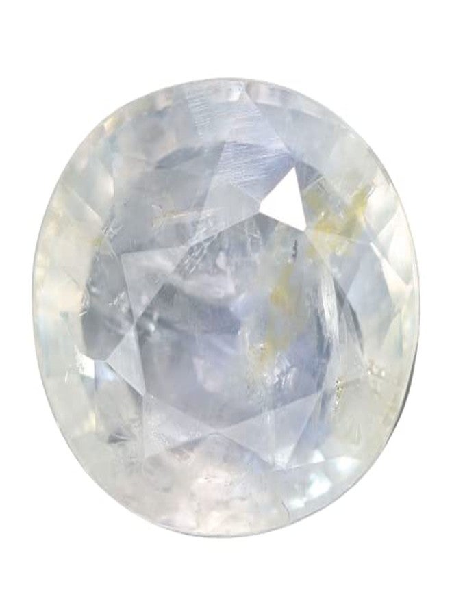 GEMS RIVER Lab Tested White Sapphire Stone Original 2.20 Carat 3.25 Ratti Certified Safed Pukhraj White Pukhraj Gemstone Sri Lanka Ceylon White Sapphire Stone (B240) - Image 1