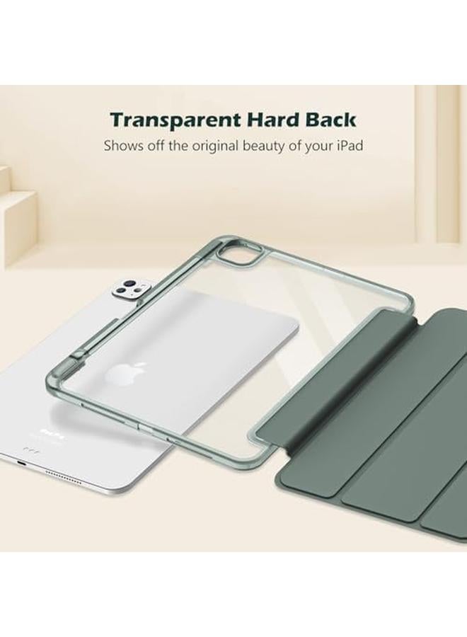 Procases For Ipad Pro 13 Inch Case With Pencil Holder 2024 M4 7Th Gen 2024 Ipad Pro M4 13 Cover Clear Transparent Back Soft Tpu Bumper Ipad M4 13 Smart Folio Auto Sleep Wake Olivegreen - Image 3