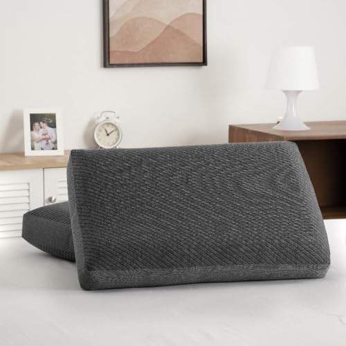 Wakefit Memory Foam Pillow | 1 Year Warranty | Orthopedic Pillows for Neck Pain, Memory Pillow for Sleeping (23 x 15 x 4 inch, Set of 2 - Dark Grey, Medium - Regular) - Image 2
