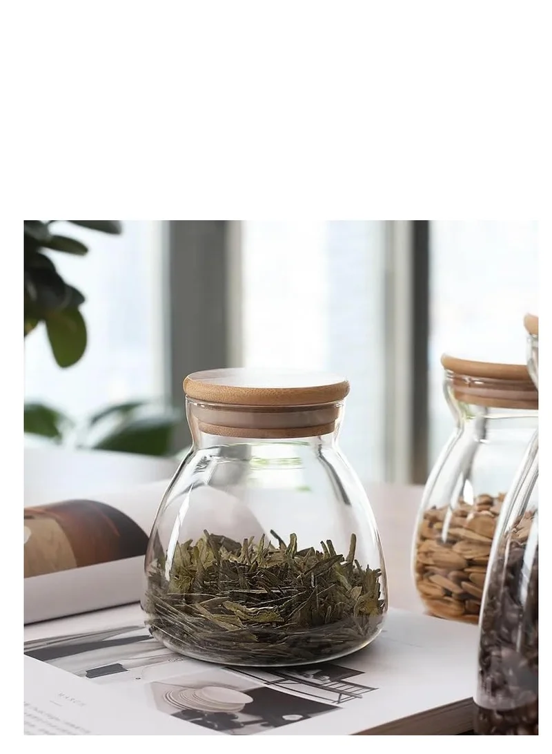 1Chase Borosilicate Glass Storage Jar With Bamboo Lid 600 ML (Pack of 3)