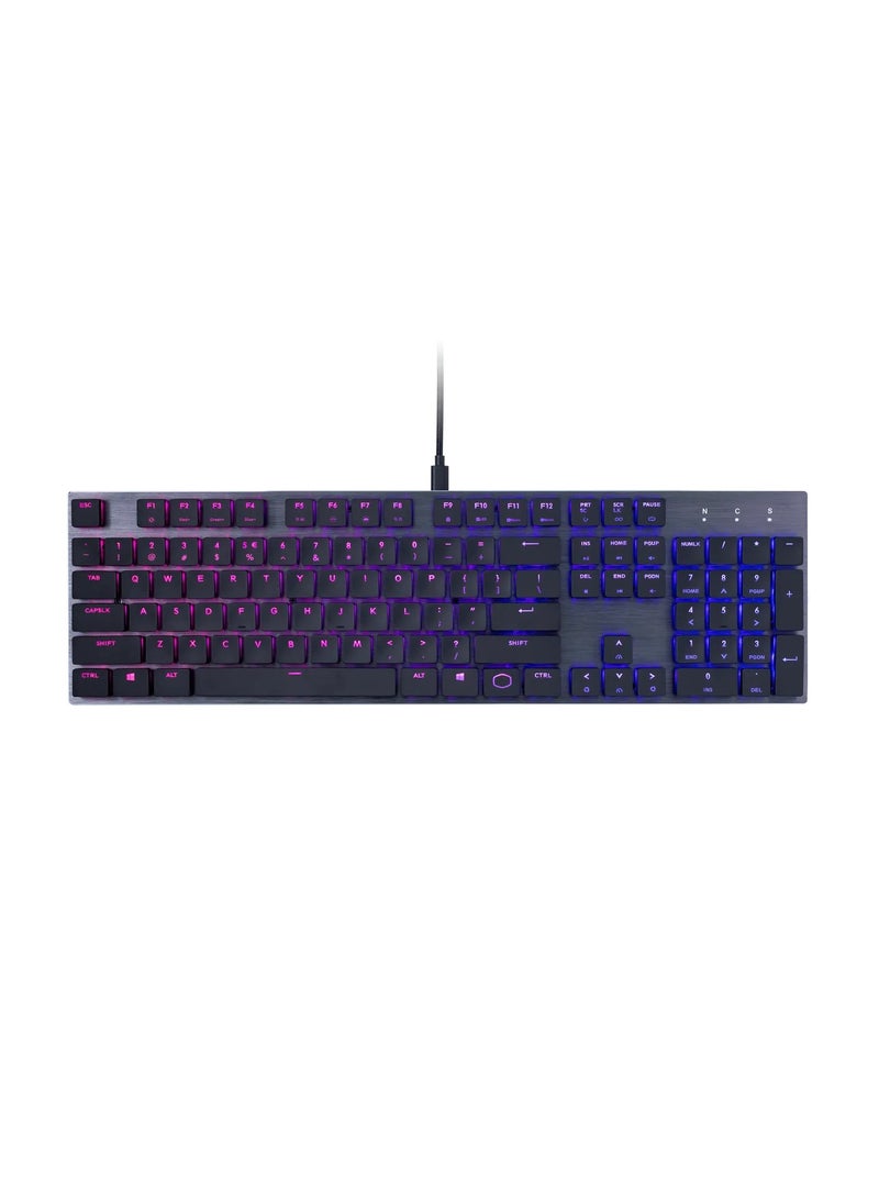 كولر ماستر لوحة مفاتيح ميكانيكية SK650 مع مفاتيح Cherry MX منخفضة الارتفاع بتصميم من الألومنيوم المصقول - Image 2