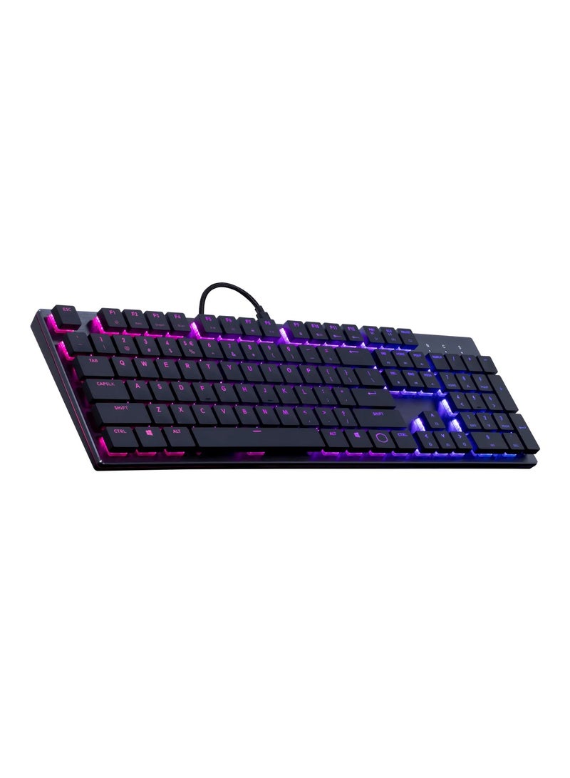 كولر ماستر لوحة مفاتيح ميكانيكية SK650 مع مفاتيح Cherry MX منخفضة الارتفاع بتصميم من الألومنيوم المصقول - Image 1