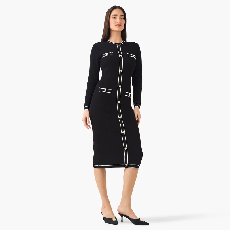 2Xtremz Bodycon Knit Dress With Pocket Detail