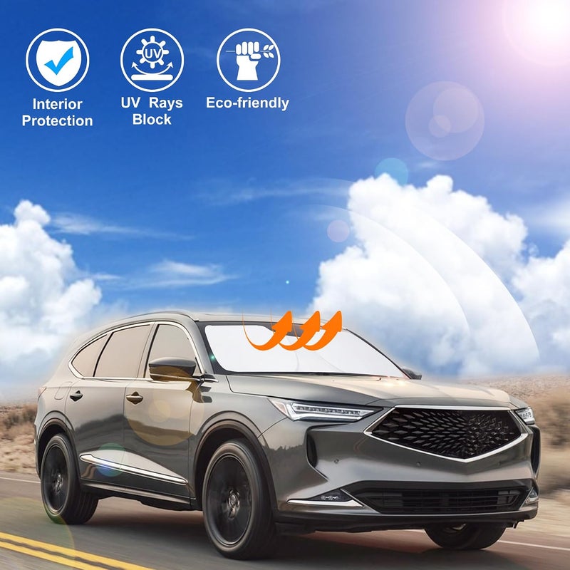 LHFLIVE Windshield Sun Shade Custom Fit for 2021 2022 2023 2024 2025 2026 Acura MDX Accessories Foldable Sunshade Sun Blocker Protect Car from Sun Rays & Heat Damage Keep Car Cooler - Image 4