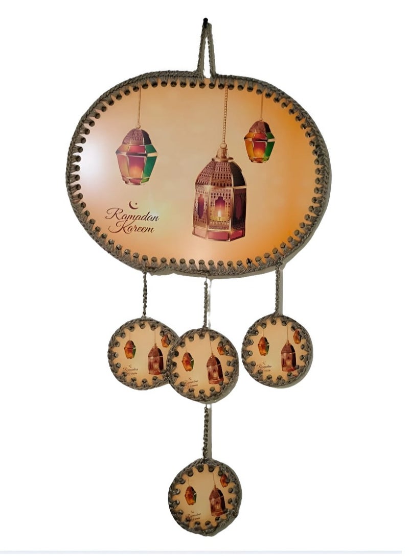 Macrame Wall Decor with Ramadan Kareem Phrase, Handmade Hanging Decoration for Home and Indoor Ramadan Decoration