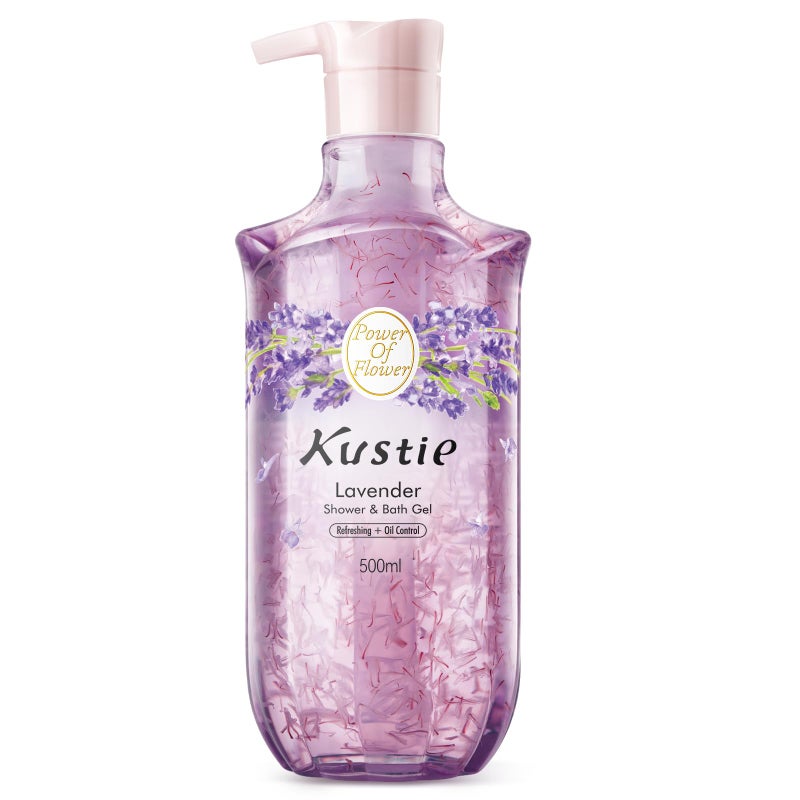 Kustie Lavender Petal Body Wash â€“ Real Visible Provence Petals with Tea Tree Oil | Oil-Control & Pore-Clearing Cleanser for Balanced Skin | Free From Paraben, Sulfate & Phthalate | 16.9 Fl Oz - Image 1