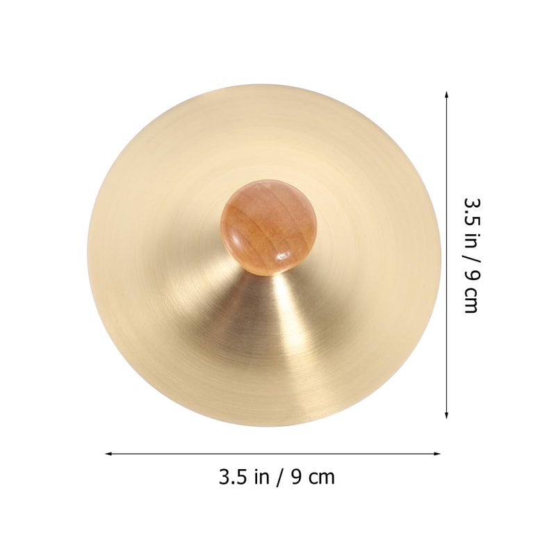 Vaguelly Finger Cymbals with Wooden Handles, 1 Pair Copper Band Cymbals, 9cm/3.5in Mini Marching Cymbals, Hand Cymbal Belly Dance, Orff Music Instrument for Child & Adult - Image 4